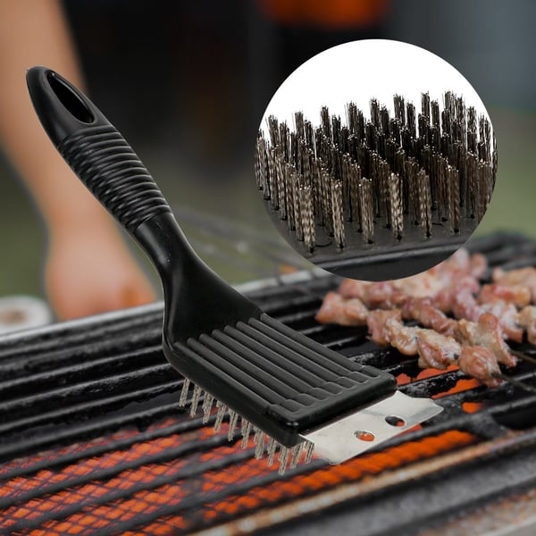Multifunctional grill brush in stainless steel