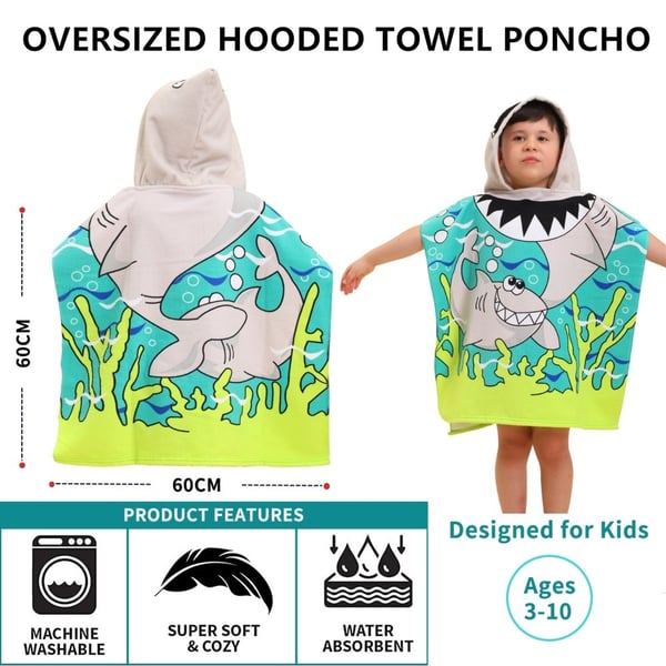 Hood Cape Badehåndkle Badekåpe Poncho, 60x60cm - Ocean Princess