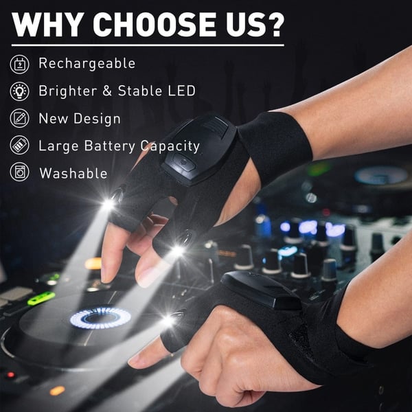 LED - taskulamppu Glove Ladattava sormeton käsine 1kpl