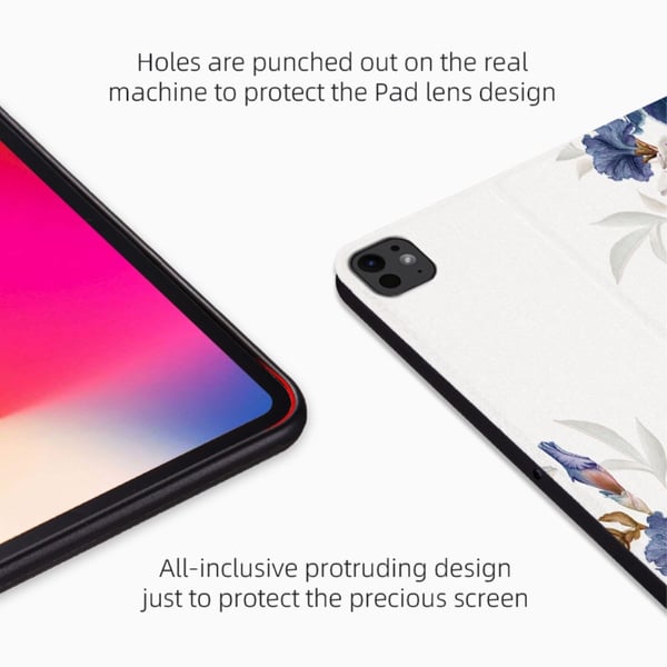 Til iPad Pro 11 (2024) Deksel Flip Stand Smart Nettbrettveske - Svart Blomst