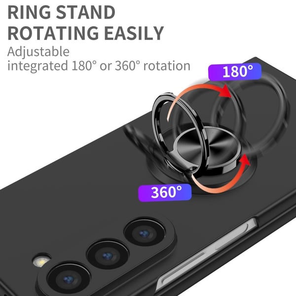 Til Samsung Galaxy Z Fold6 5G Hybrid Deksel med Fingerring & Metallplate - Svart