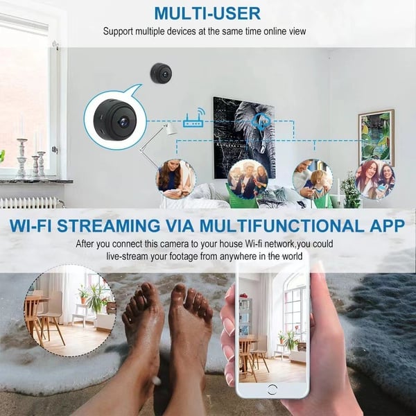 WiFi - kamera 1080P HD magnetisk overvåkingsspion uten nattsyn