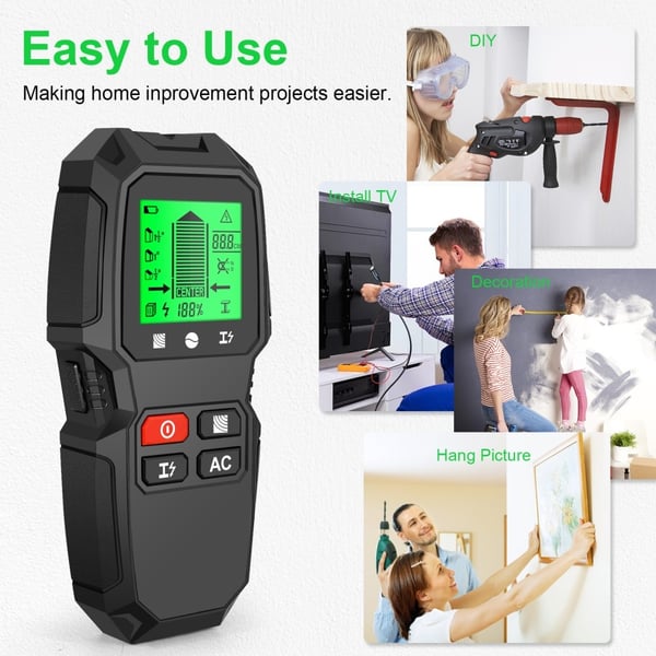 5 i 1 LCD - veggstifter Edge Center Trekraft Metal AC Live Wire Detector