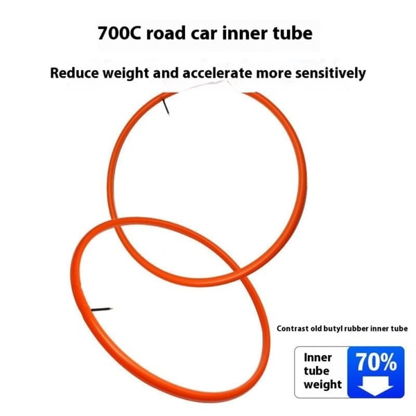 Ultralett sykkelslange med 2 dekkreparasjonslapper - 700C Presta Ventil 45mm