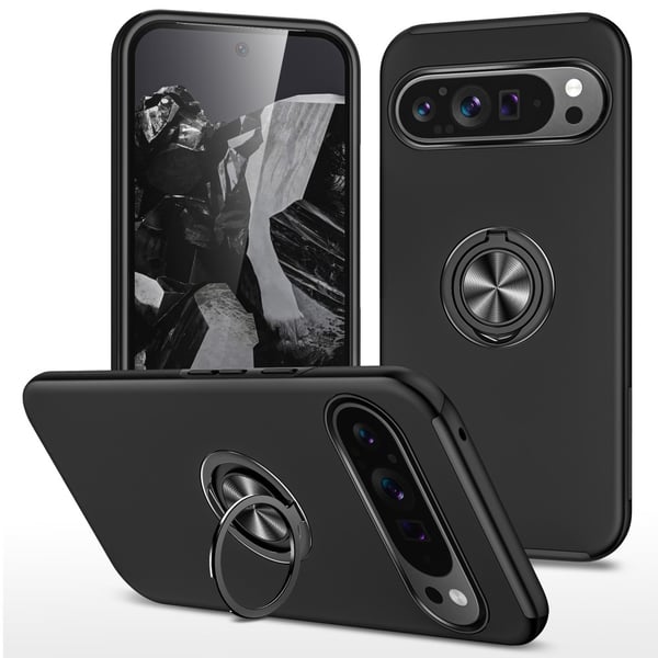 For Pixel 9 Pro XL Hybrid Deksel med Fingerring - Svart