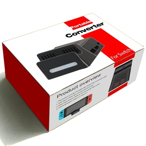 Mini HD - videokonverteradapter kompatibel med Nintendo Switch ladestasjon