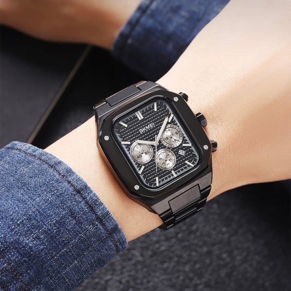 SKMEI Watch Business Quartz Watch Firkantet motearmbåndsur lysende - gull