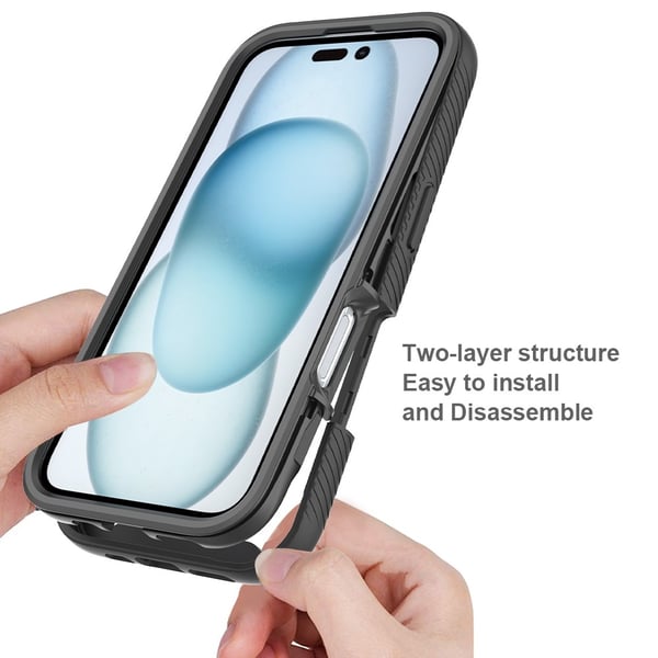 Deksel til iPhone 16 PC+TPU klar telefonveske med PET - skjermfilm