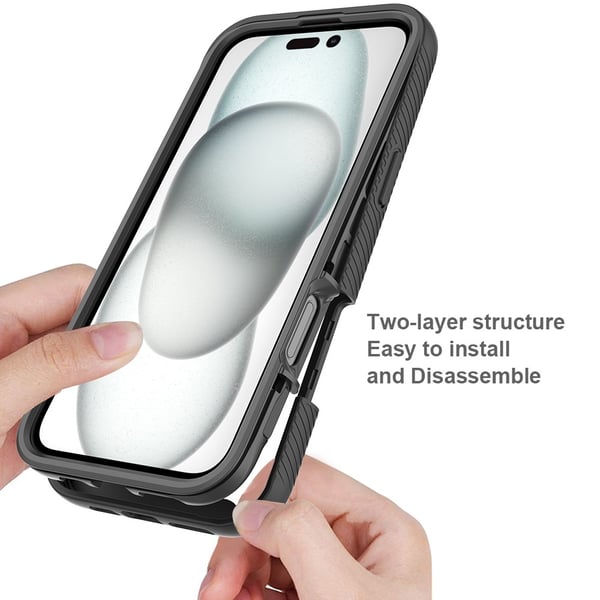 Deksel til iPhone 16 Plus PC+TPU Klar telefonveske med PET - skjermfilm