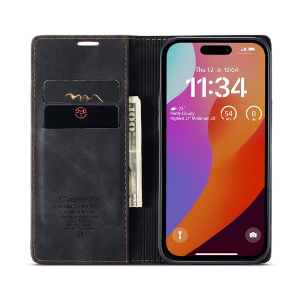 CASEME Lommebok - deksel iPhone 16 Pro - Svart