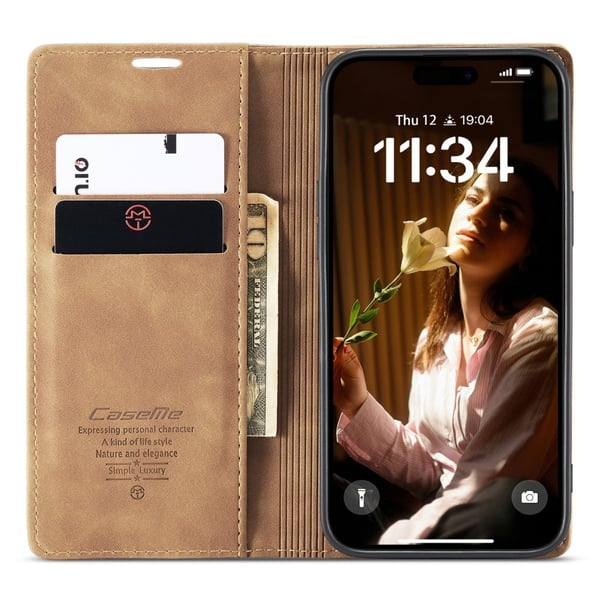 CASEME Lommebok - deksel iPhone 16 Plus - Brun