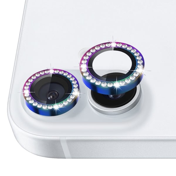 NORTHJO Kameralinsedeksel med Rhinestone til iPhone 16/16 Plus, herdet glass