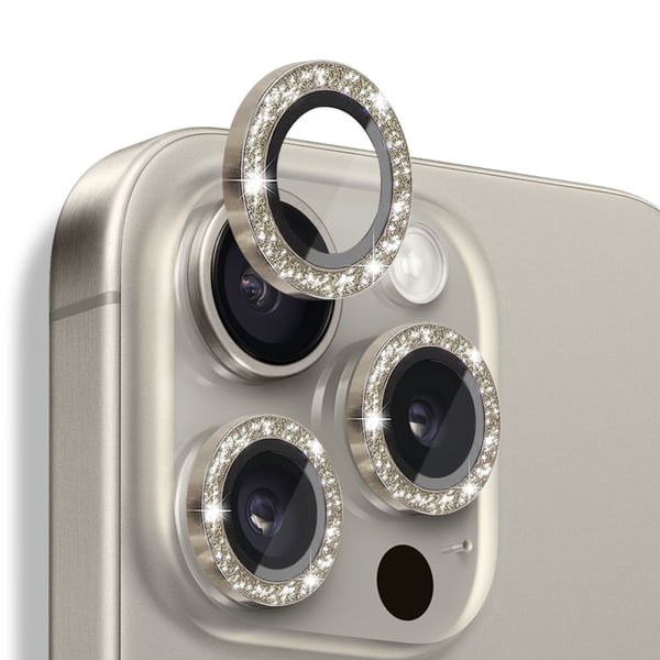 NORTHJO Kameralinsebeskyttelse med Glitter til iPhone 16 Pro / 16 Pro Max, Hærdet Glas