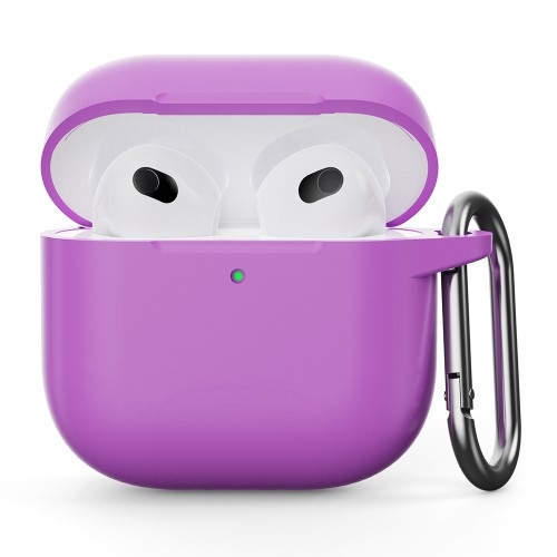 Til AirPods 4 Silikonetui Integreret Bluetooth - hovedtelefoncover med krog - Lilla