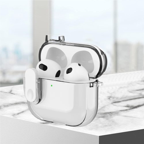 For AirPods 4 øretelefonveske Snap Switch Ice Crystal Clear Case - Gjennomsiktig