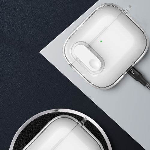 For AirPods 4 øretelefonveske Snap Switch Ice Crystal Clear Case - Gjennomsiktig