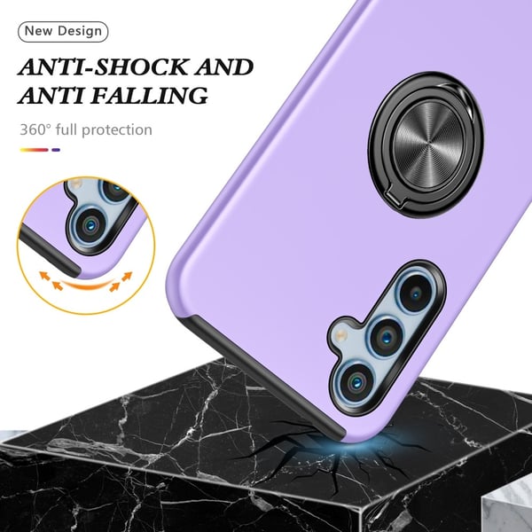 Til Samsung Galaxy A16 5G/A16 4G Hybrid Veske med Roterbar Ringholder - Lilla