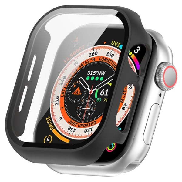 För A Watch Series 10 46mm Fodral Skal med härdat glas - svart