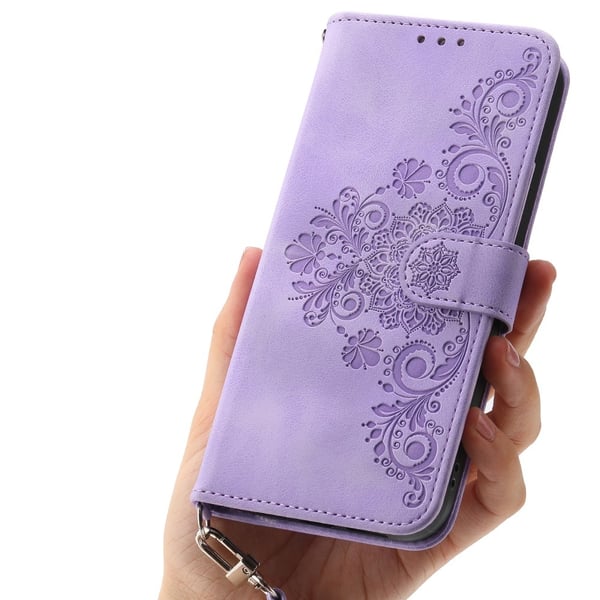 Til Samsung Galaxy A16 5G/A16 4G Deksel med Blomstermønster Lommebok - deksel - Lilla