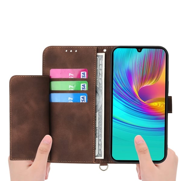 Til Samsung Galaxy A16 5G/A16 4G Deksel med Blomstermønster Lommebok - deksel - Brun