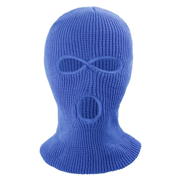 Vinter helmaske Tre - hulls Balaclava Strikket hattehals Damask - MØRK BLÅ