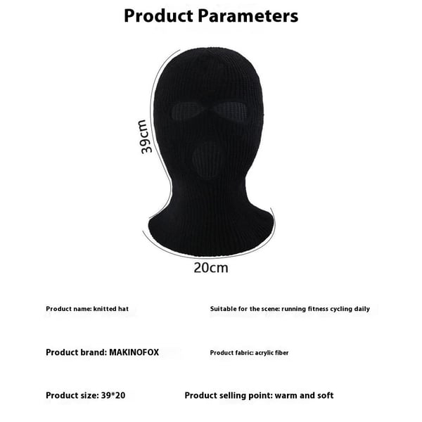 Vinter helmaske Tre - hulls Balaclava Strikket hattehals Damask - Gul