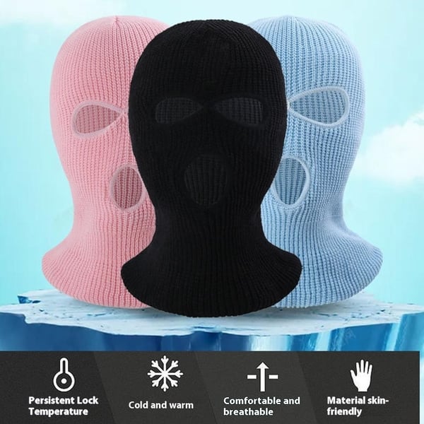 Vinter helmaske Tre - hulls Balaclava Strikket hattehals Damask - Fluorescerende Oransje