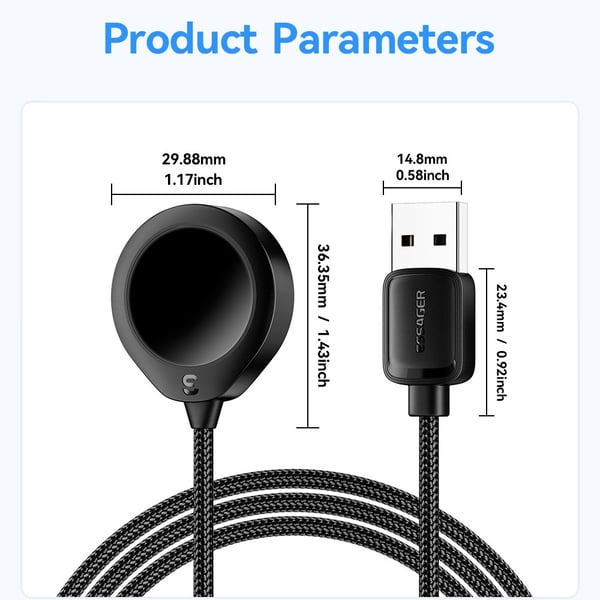 ESSAGER For A Watch USB - kabel Magnetisk ABS Vanndråpeformet trådløs lader