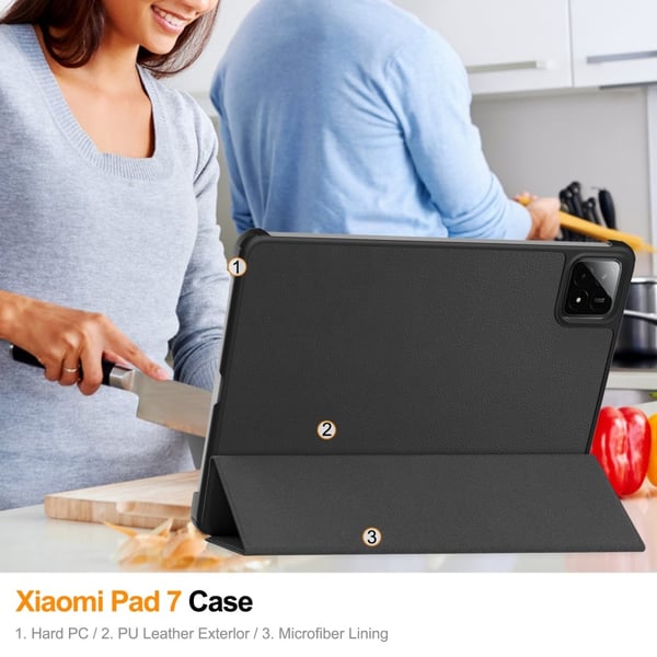 Slim Fit Cover Case til Xiaomi Pad 7 Auto Wake / Sleep - Sort