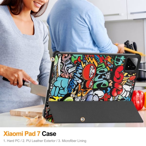 Slim Fit Dekselveske Til Xiaomi Pad 7 Auto Wake/Sleep - Graffiti