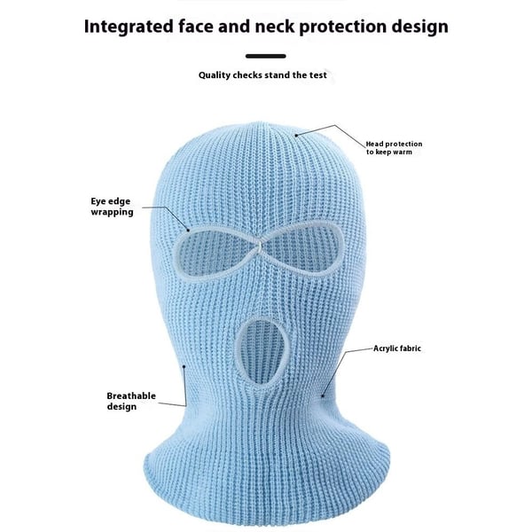 Vinter helmaske Tre - hulls Balaclava Strikket hattehals Damask - Lilla