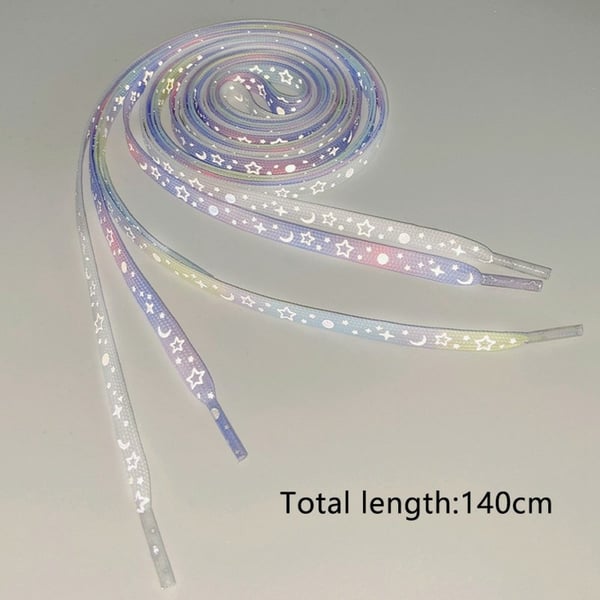 140 cm reflekterende skolisser til joggesko Canvassko Basketballsko etc - Purple Pink Star