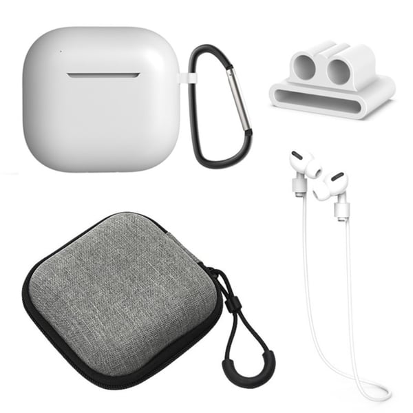 Til AirPods 4 5 stk Tilbehør Etui Opbevaringsboks Halsrem Hovedtelefonholder Nøglering - Hvid