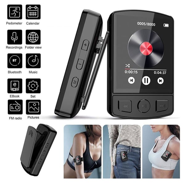 Bærbar Bluetooth MP3-musikkspiller FM-radio 1,77 tommers skjerm Video MP4-spiller