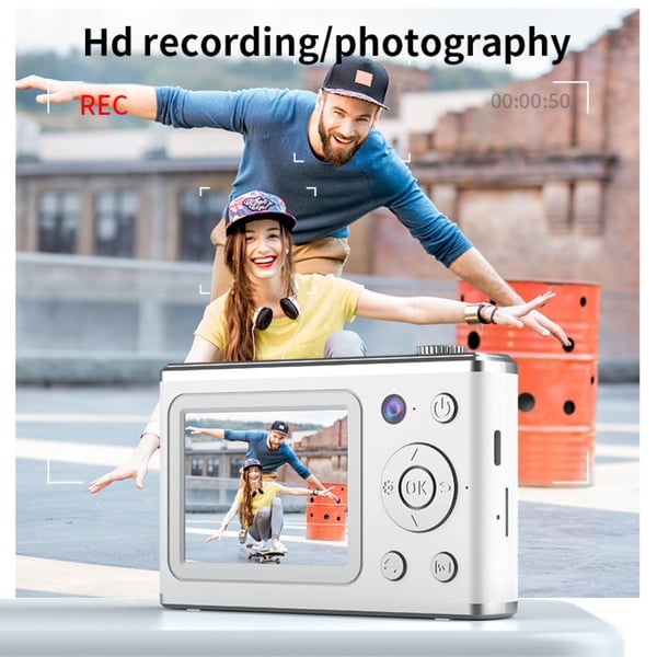2,4" skjerm med dobbel linse videoopptak CCD digitalkamera med 32 GB kort + leser - Hvit