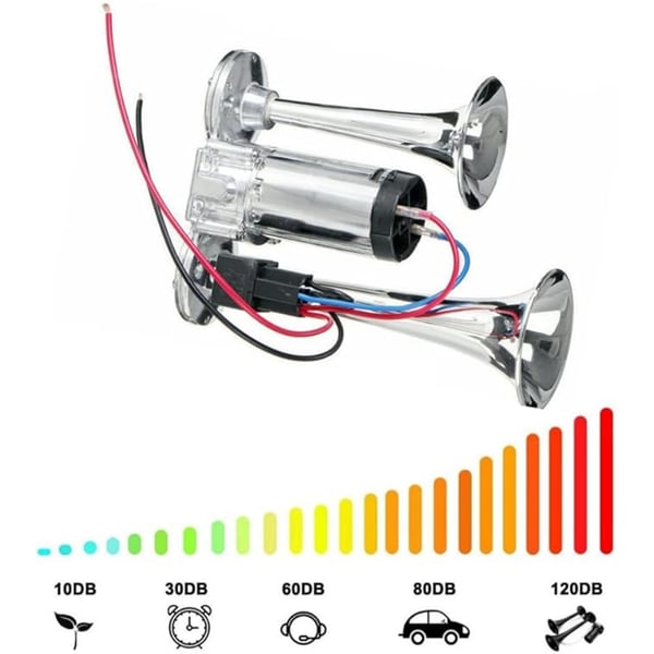 Horn Bilhorn 600DB Kraftig lyd Dual Tube bilhorn 12V kjøretøy elektrisk horn