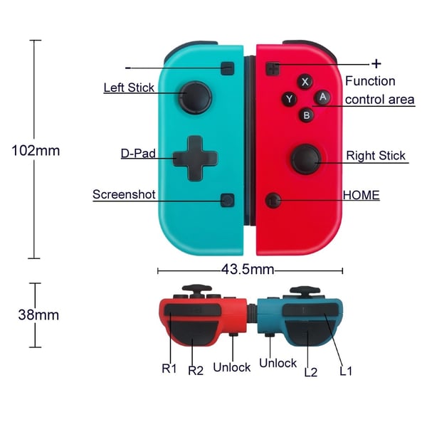 Kompatibel med Nintendo Switch Joypad trådløs Bluetooth-controller til venstre og højre gamepad