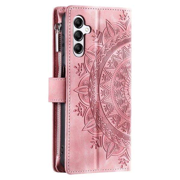 For Samsung Galaxy A56 Lommebok Deksel Shell Mandala Blomstermønster - Rose Gold