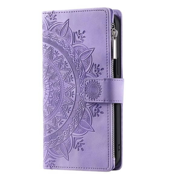 For Samsung Galaxy A56 Lommebok Deksel Shell Mandala Blomstermønster - Lilla