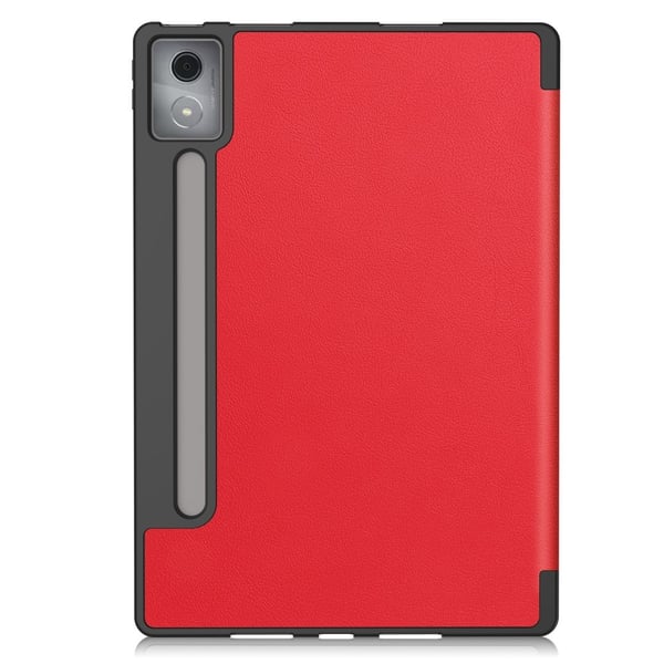 For Lenovo Idea Tab Pro Case Tri-Fold stativdeksel med penneholder - Rød