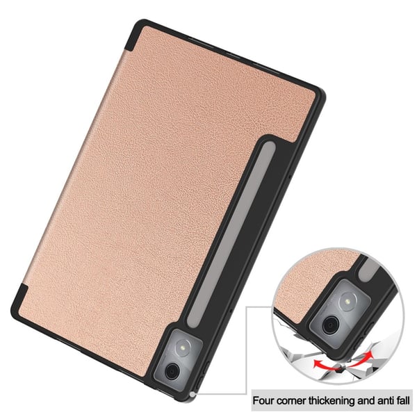For Lenovo Idea Tab Pro Case Tri-Fold stativdeksel med penneholder - Rose Gold