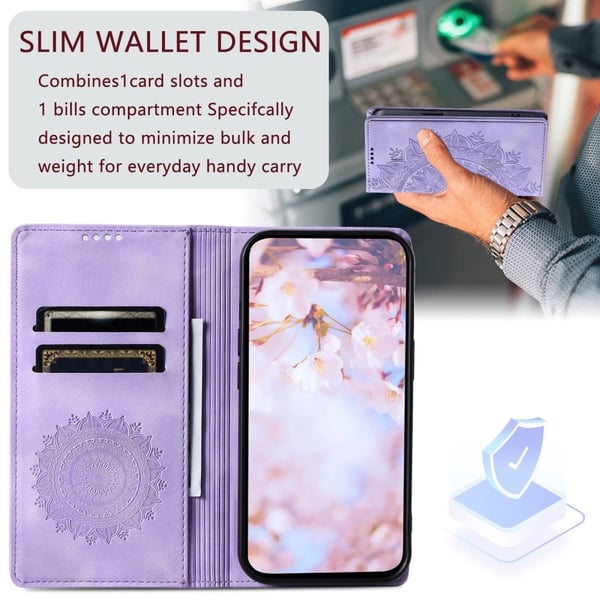 For Samsung Galaxy S25 Lommebok Deksel Shell Mandala Blomstermønster