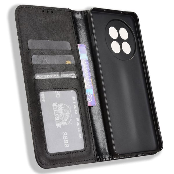 För OnePlus 13R Fodral Plånboksfodral Skal Telefonfodral Retro - Svart