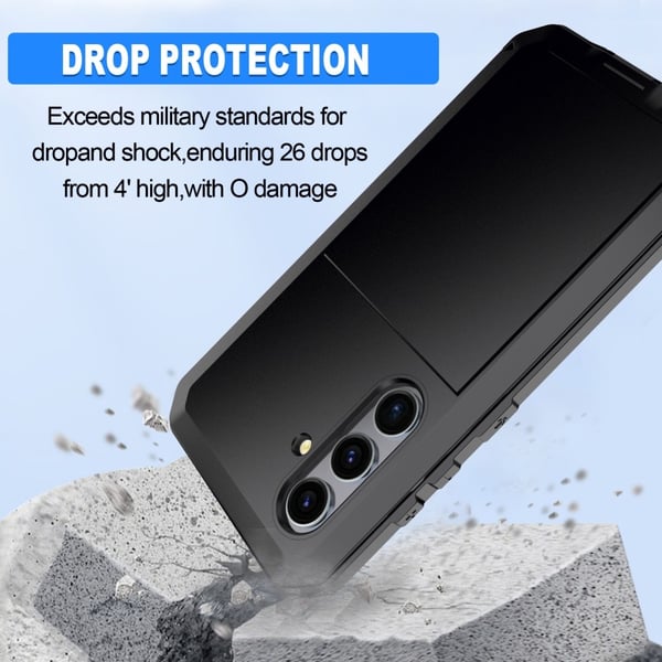 Samsung Galaxy S25 Heavy Duty silikon + metalldeksel Shell + herdet glass