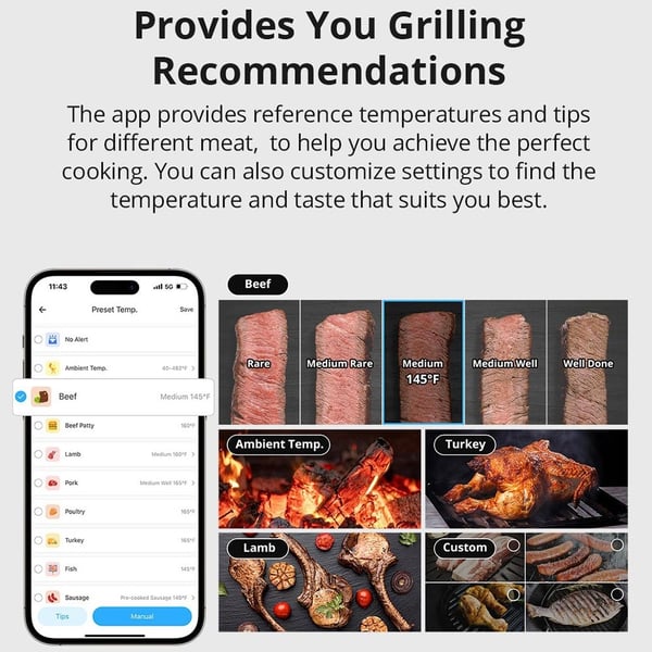 SONOFF Kjøtttermometer Bluetooth Smart APP Monitoring Grill Temperature Tester