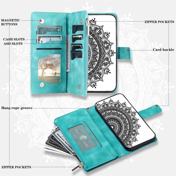 For Samsung Galaxy A26 / A16  Lommebok Deksel Shell Mandala Blomstermønster