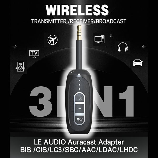 Bluetooth 5.4-sendermodtager Low Latency 3,5 mm trådløs lydadapter