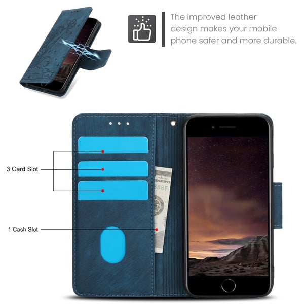 Til iPhone 17e / 16e Etui Sommerfugl Blomst Ridsefast Telefoncover