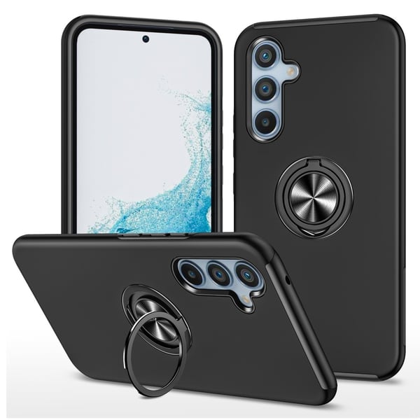 Til Samsung Galaxy A36 5G Hybrid Deksel med Roterbar Ringholder - Mørkeblå