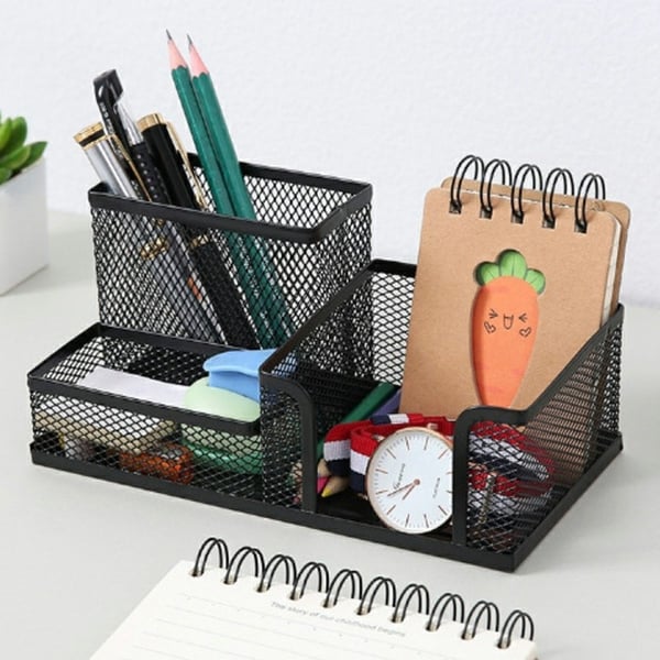 3 rom Metall skrivebord Organizer Penneholder Organizer Oppbevaringsskuff